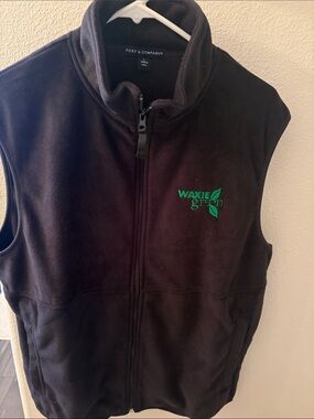 Port and Company Black Fleece Vest with Green Embroidery